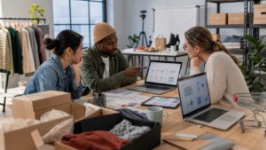 Ecommerce team planning AI-powered product discovery and fulfillment strategy